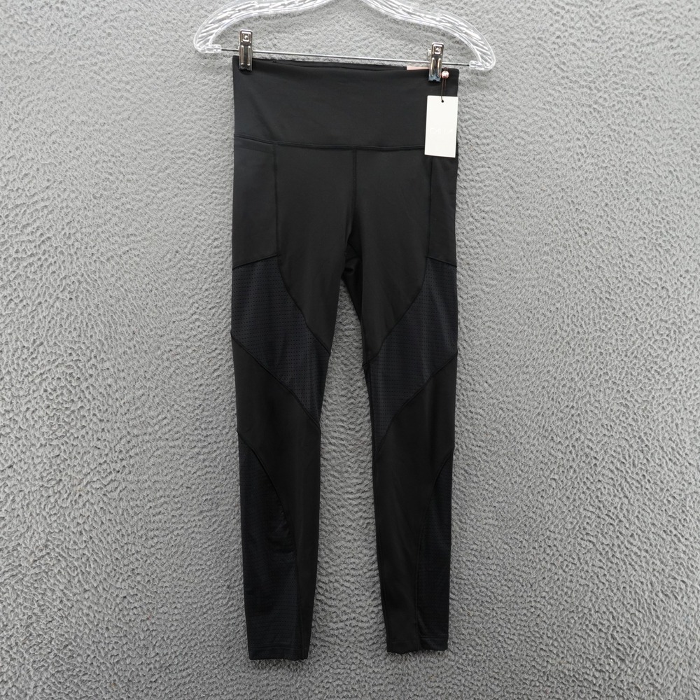 CALIA Powermove 7/8 Mesh Leggings Womens XS Pure Black High Rise Pockets NEW